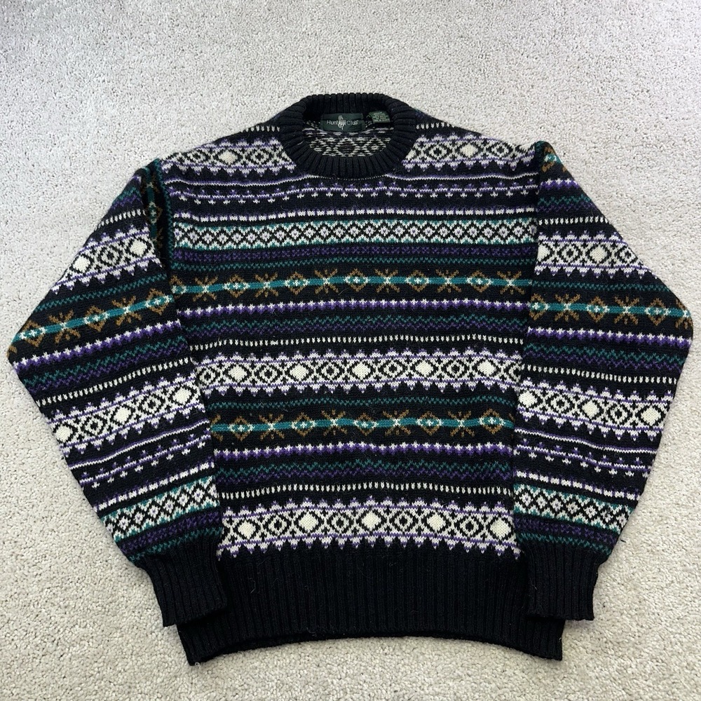 Hunt Club Wool Size Large Multicolor Fair Isle Sweater